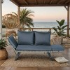 1pc Outdoor Wicker Bench, Foldable Steel Frame with Cushions, 2-Person Patio Seating for Garden or Porch - Coolbibila - 2 of 4
