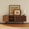 POVISON Mid-Century Modern TV Stand, Louvered Wood Entertainment Center with Slatted Doors, Open Storage,62.99" - 3 of 4