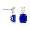Ross-Simons 8.50 ct. t.w. Simulated Sapphire and 1.10 ct. t.w. CZ Drop Earrings in Sterling Silver - 3 of 4
