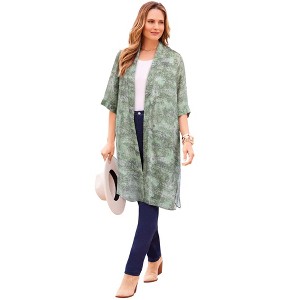 Catherines Women's Plus Size Luxe Georgette Long Duster - 1 of 4