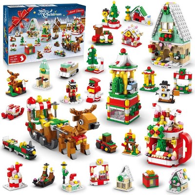 Hogokids Christmas Advent Calendar Building Set,1099 PCS Christmas Toy Tree Cottage Santa Building Block Set, Gifts for Kids Ages 6+