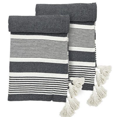 Sapphtopaz 50x60" Decorative Cotton Throw Blanket with Tassels, 2-Pack Decorative Recycled Cotton Accent Blanket, Lightweight Blanket for Bed, Couch