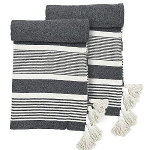 Sapphtopaz 50x60" Decorative Cotton Throw Blanket with Tassels, 2-Pack Decorative Recycled Cotton Accent Blanket, Lightweight Blanket for Bed, Couch - 1 of 4