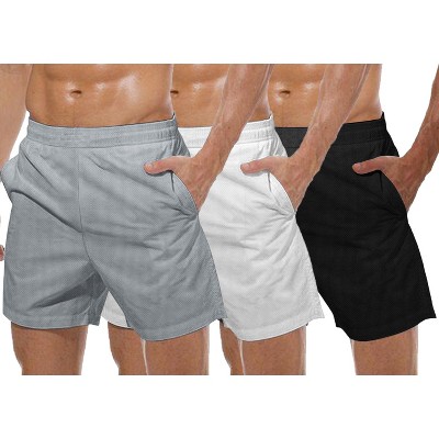 COOFANDY Men's 3 Pack Workout Gym Lightweight Bodybuilding Training Short Pants with Pockets