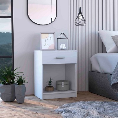 NicBex 1 Drawer Nightstand with White Metal Handle,Bedside Table with Lower Storage Shelf,Modern Side Table for Bedroom