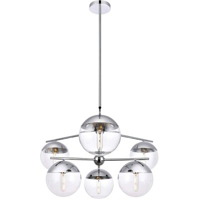 Elegant Chrome and Clear Glass 36" Modern Pendant Light