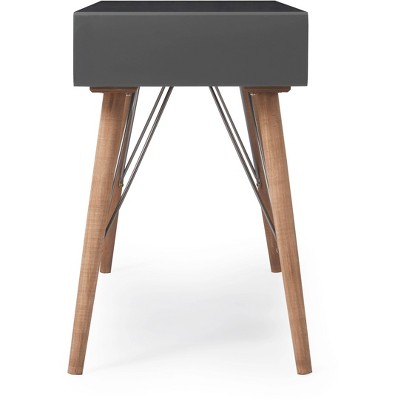 Contemporary Gray and Warm Brown Wood Desk Console with Storage