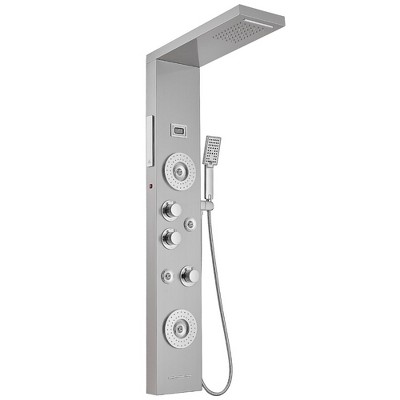BWE 4-spray tower shower panel system with shower head and shower wand, LED light