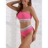 INSPIRE CHIC Women's Ribbed One Shoulder Bikini Sets High Waist Color Braided Trim Swimwear Bathing Suits 2 Pieces - 2 of 4