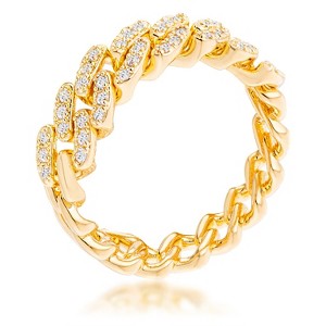 Slickblue Women's Flexible Chain Ring, Clear CZ Round Stones, Rose Gold, Gold, or Silver Finish, Sizes 5-10 - 1 of 1
