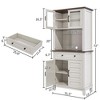 72" Tall Pantry Cabinet with Doors & Drawer, Farmhouse Storage Cabinet with Adjustable Shelves - 2 of 4