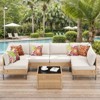 Buenhomino Boho Wicker Outdoor Sectional Seating Set, Yellow Patio Conversation Sofa Set with Cushions - 2 of 4