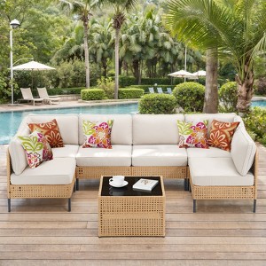 Buenhomino Patio Furniture Set – Outdoor Sectional Wicker Sofa with Cushions, All-Weather PE Rattan Conversation Set for Garden, Balcony & Poolside - 1 of 4