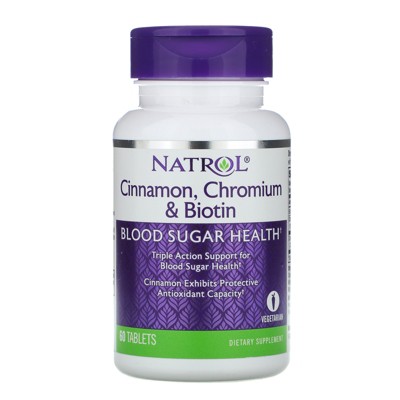 Natrol Cinnamon, Chromium & Biotin, 60 Tablets, Herbal Supplements