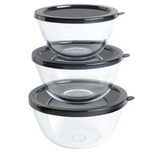 Babish Glass Mixing Bowl Set with Lids, 3-Piece - 1 of 4