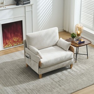 PAGED Comfy Accent Chair Foldable Sofa Bed Recliner Mid-century Modern Lounge Chair with Pillows and Removable Side Pockets for Living Room - 1 of 4