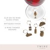 Twine Antiqued Farmhouse Decor Wine Charms and Drink Markers for Wine Glasses, 6 Count - 2 of 4