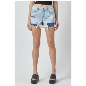 Women's Kenzie Bandana Print Distressed Shorts - HIDDEN - 1 of 4