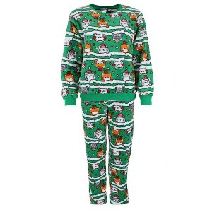em & alfie Women's Christmas Kitty Plush Folded Gift Pajama Set - 1 of 4