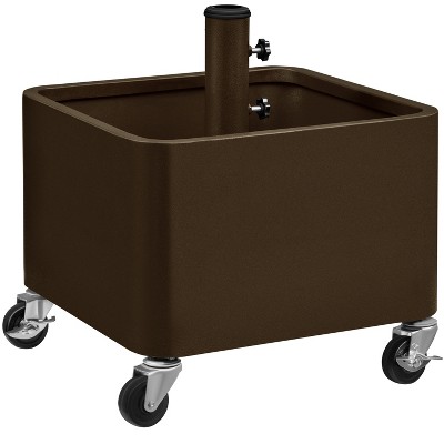Yaheetech Portable Metal Umbrella Base Stand with Fillable Planter Drainage Hole for Patio Garden, Backyard, Brown