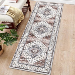COZONY Vintage Washable Accent Area Rug - Non-Slip Low Pile Oriental Print, Soft Foldable Indoor Carpet for Living Room Dining Room Bedroom Office - 1 of 4