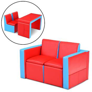 Costway Multi-functional Kids Sofa Table Chair Set 2 Seat Couch Furniture W/Storage Box