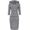 Women's 3/4 Sleeve Hooded Sweatshirt Dress, Pullover Bodycon Midi Dress with Pockets - 3 of 3
