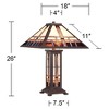 Robert Louis Tiffany Alfred Mission Table Lamp 26" High Bronze with Nightlight Stained Art Glass Shade for Bedroom Living Room Bedside Nightstand Home - 4 of 4