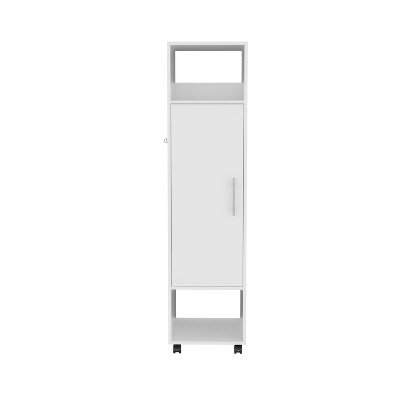 Chery Life 63" Tall Wardrove One-Door Cabinet with Mirror, Three Shelves, Casters and Hanging Rod, Armoire, Bedroom Clothes Storage
