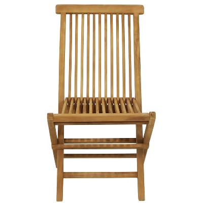 Hyannis Teak Wood Foldable Slat Back Outdoor Dining Chair - Light Brown