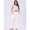 INSPIRE CHIC Women's Linen Summer Palazzo Flowy Wide Leg with Pockets Pants - 2 of 4