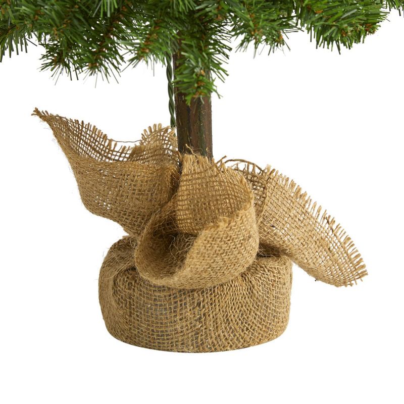 3ft Nearly Natural Pre-Lit Alpine Artificial Christmas Tree Clear Lights in Burlap Planter, 5 of 9