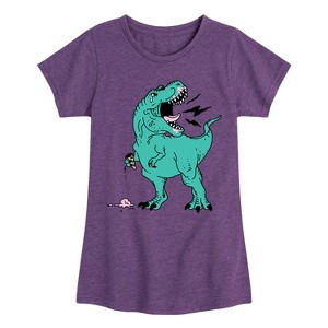 Girls' - Instant Message - Trex Ice Cream Fitted Short Sleeve Graphic T-Shirt - 1 of 4
