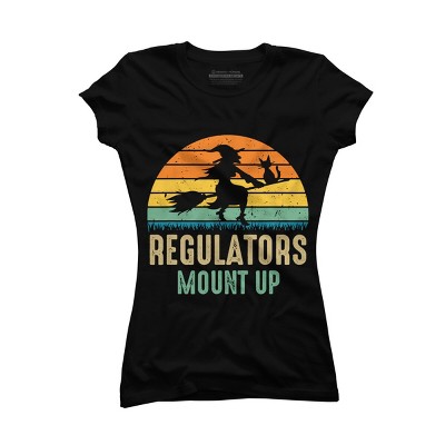 Junior's Design By Humans Regulators Mount Up Halloween Witch By RedBirdLS T-Shirt