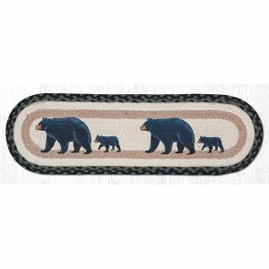Earth Rugs Farmhouse Oval Stair Tread – Mama & Baby Bear Woodland Design 27"x8.25" - 1 of 2