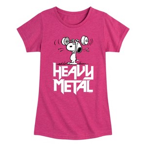 Girls' - Peanuts - Heavy Metal Snoopy Fitted Short Sleeve Graphic T-Shirt - 1 of 4