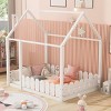 Streamdale Full Size Wood Bed House Bed Frame With Fence, For Kids, Teens, Girl, No Slats - 2 of 4