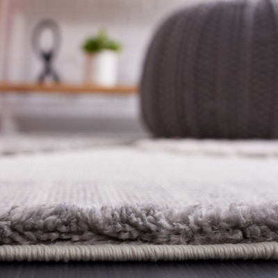 Urban Gray and Light Gray Geometric Polyester Area Rug