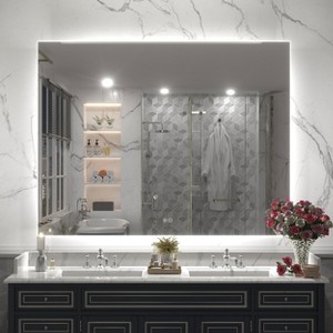 Apmir Super Bright 192 LEDs/m Back LED Lighted Anti-Fog Tempered Glass Bathroom/Vanity Mirror with ETL & 3-Year Warranty - 1 of 4