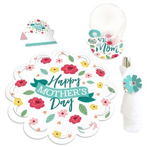 Big Dot of Happiness Colorful Floral Happy Mother's Day We Love Mom Party Paper Charger and Table Decorations Chargerific Kit Place Setting for 8 - 1 of 4