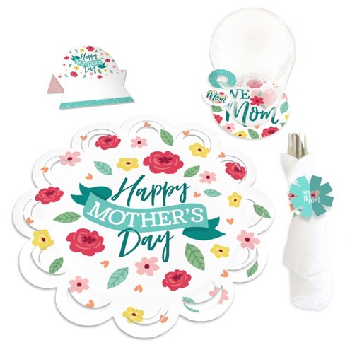 Big Dot of Happiness Colorful Floral Happy Mother's Day We Love Mom Party Paper Charger and Table Decorations Chargerific Kit Place Setting for 8 - image 1 of 4