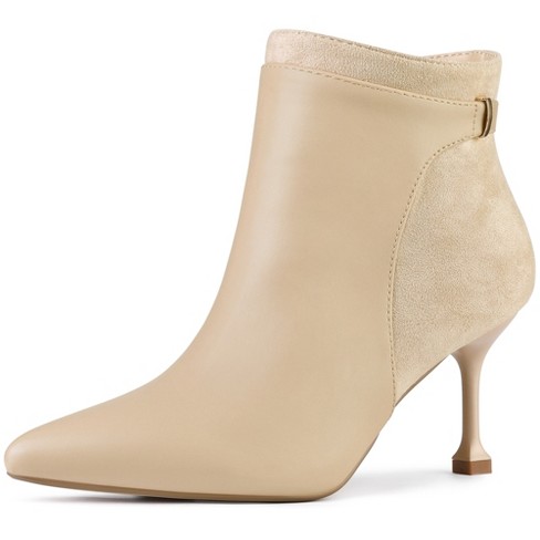 Allegra K Women's Pointed Toe Fringe Ankle Boots - Stiletto Heel, Faux Suede, Side Zip