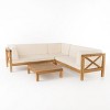 GDFStudio Keith Outdoor Acacia Wood 5 Seater Sectional Sofa Chat Set with Water-Resistant Cushions - 2 of 4