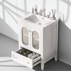 24In Bathroom Vanity with Sink,Freestanding Cabinet with Glass Doors,Drawer & Adjustable Shelf,Ceramic Basin,8-Inch Faucet Mount - 3 of 4