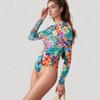 Anna-Kaci Swim Women's Long Sleeve One Piece Swimsuit with Crew Neck and Colorful Retro Print - 2 of 4