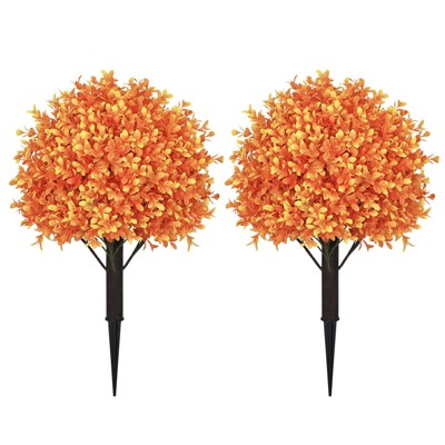 poetree 24" Fake Boxwood Plant – Seasonal Artificial Topiary Ball Tree with Ground Spike 2-Peck for Indoor & Outdoor Décor