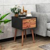 Tangkula 2PCS Wooden Nightstand Mid-Century End Side Table Living Room W/2 Storage Drawer - 3 of 4