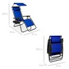 Best Choice Products Folding Zero Gravity Recliner Patio Lounge Chair w/ Canopy Shade, Headrest, Tray - 2 of 4