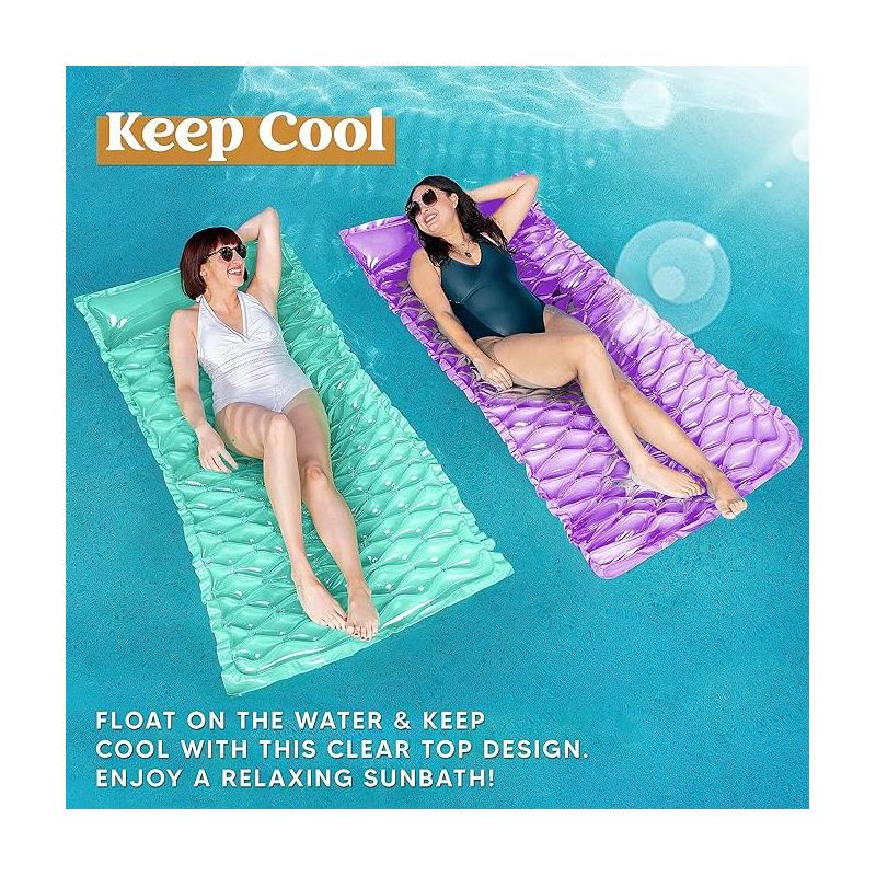 Syncfun 3 Pack 64x32 inch Inflatable Pool Mat Swimming Pool Mattress Float Lounge with Headrest for Adults, 3 of 8