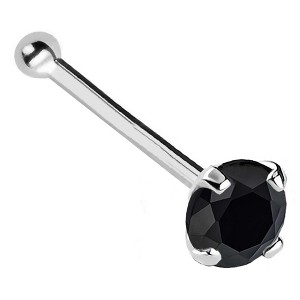 Jewelry Avalanche 22G 14K Gold Ball-end Nose Stud with Black Diamond - 1 of 2